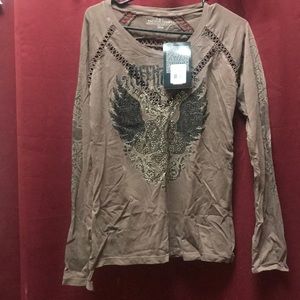 Brown long sleeve affliction shirt